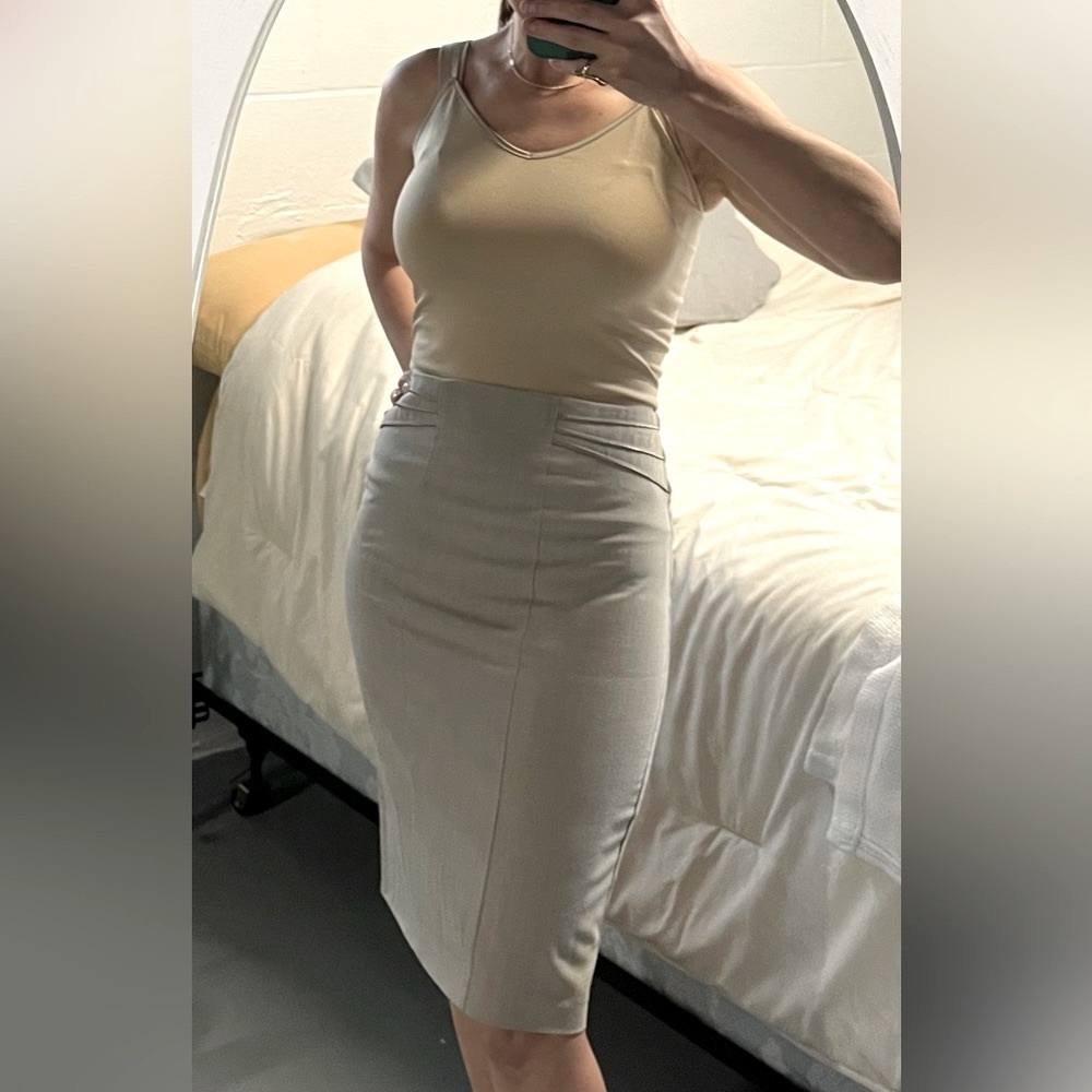 Express semi high rise pencil skirt in color wheat